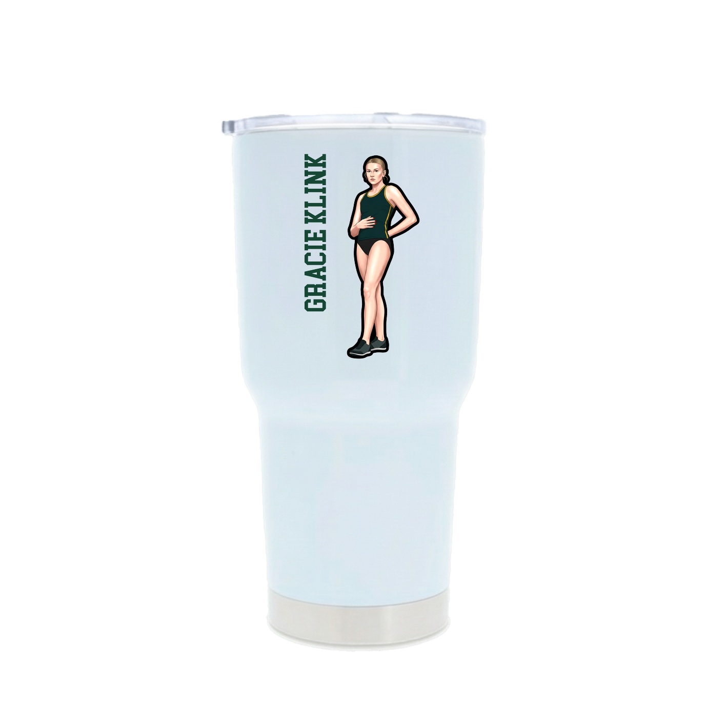 30oz Stainless Steel Tumbler — Name Vertical in White