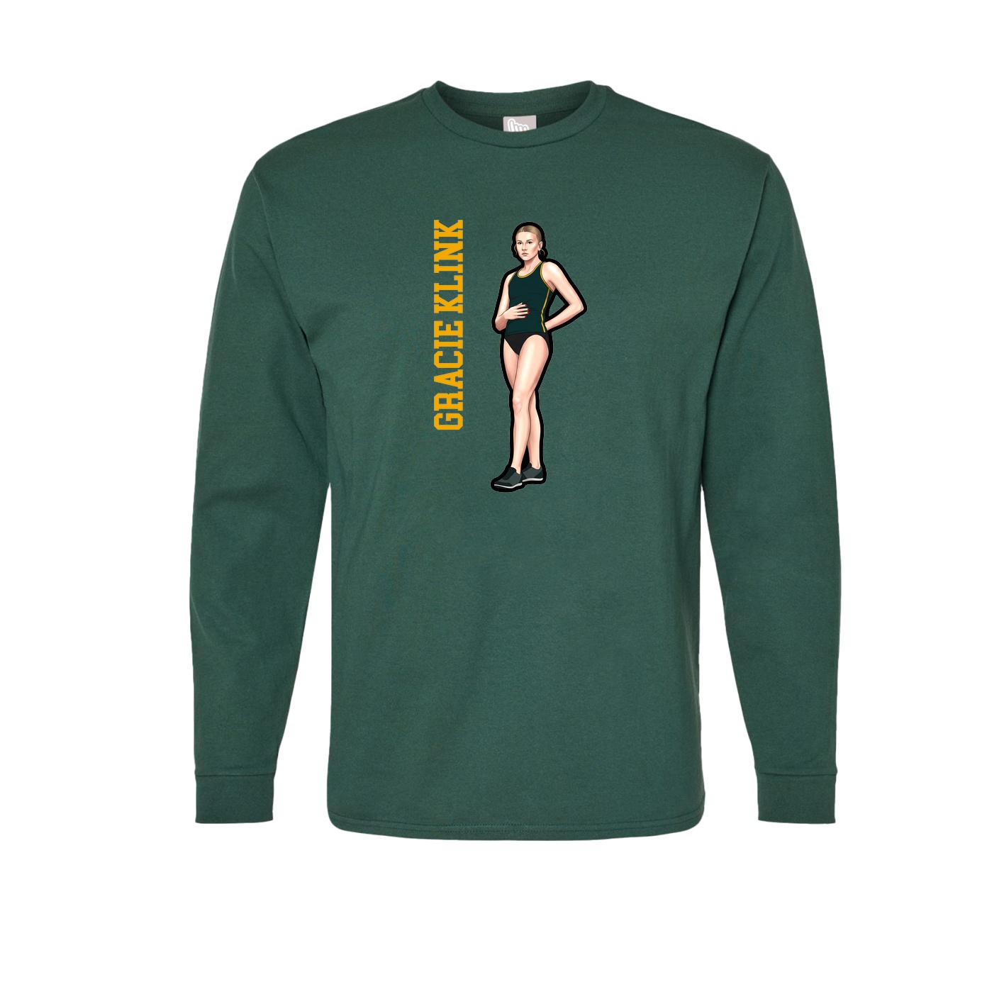 Long Sleeve Tee — Name Vertical in Green