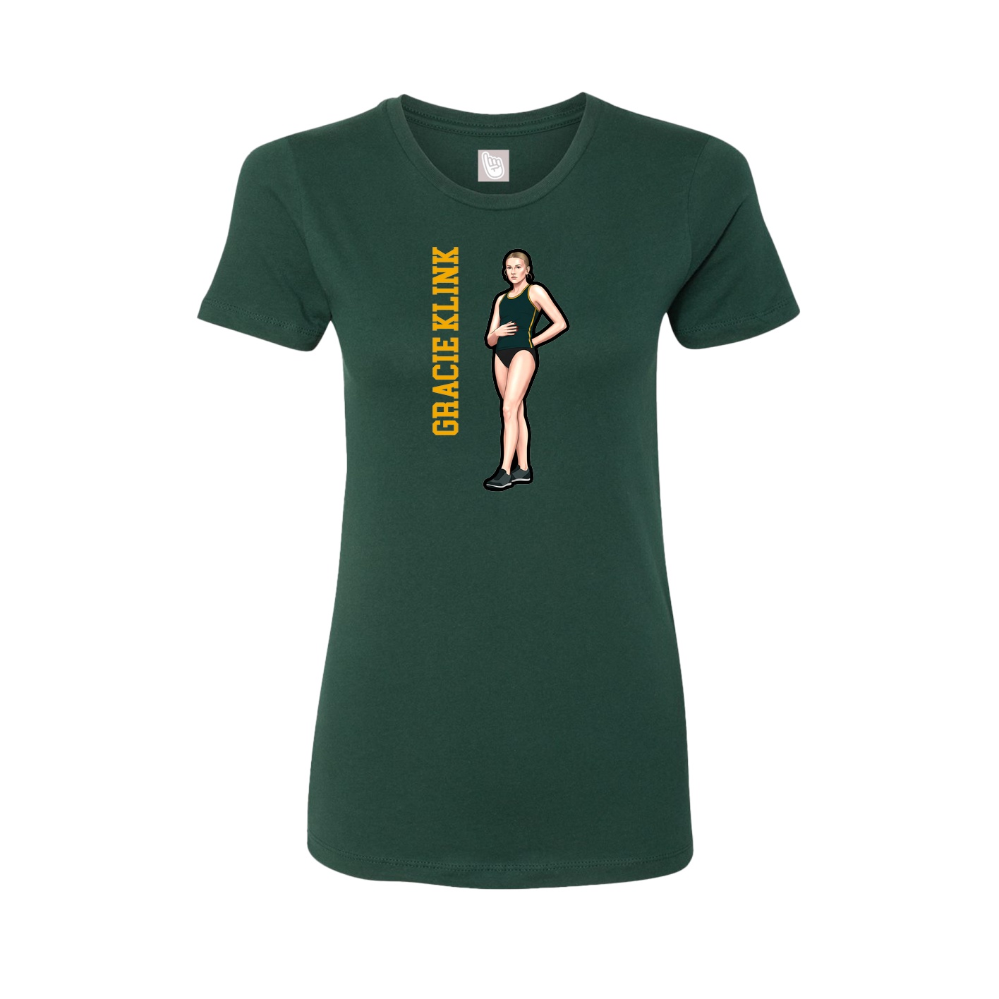 Womens Tee — Name Vertical in Green