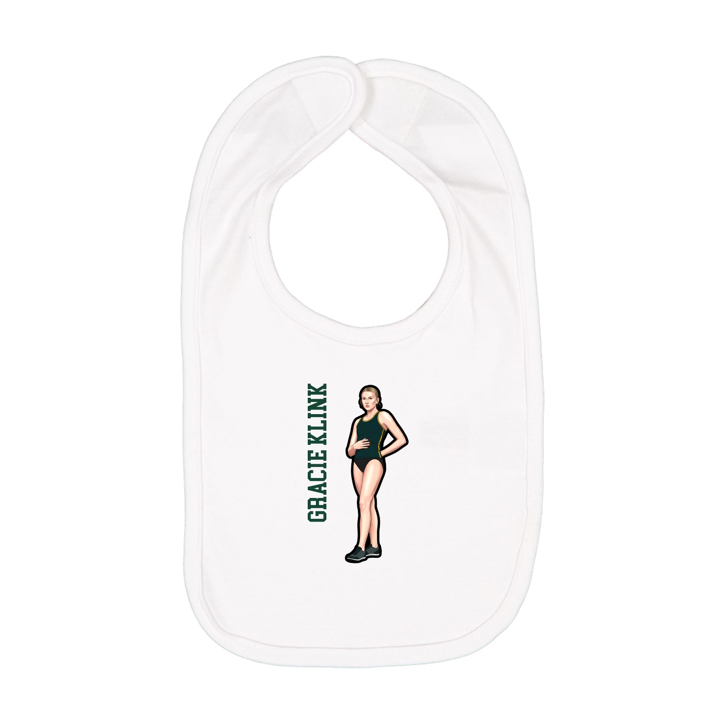 Infant Bib — Name Vertical in White