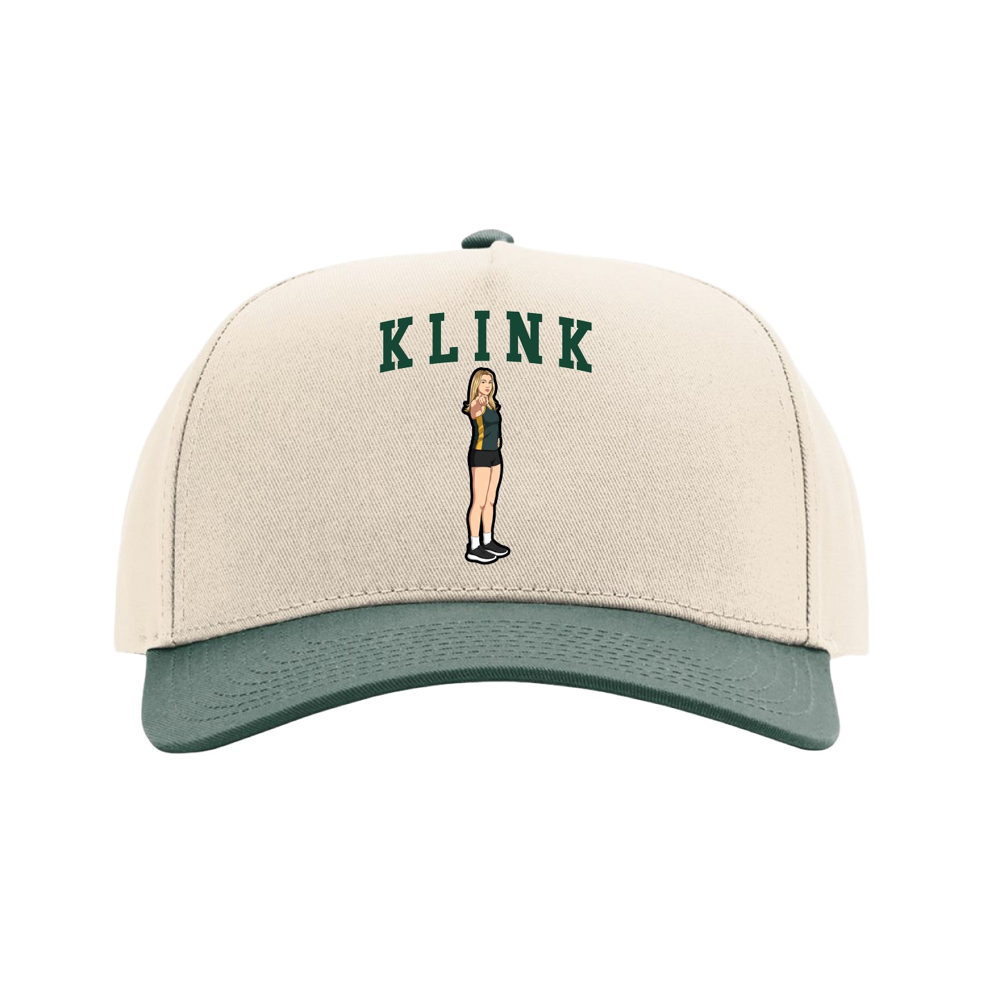 Full Fabric Five-Panel Champ Cap — Shirsey in Cream/Green