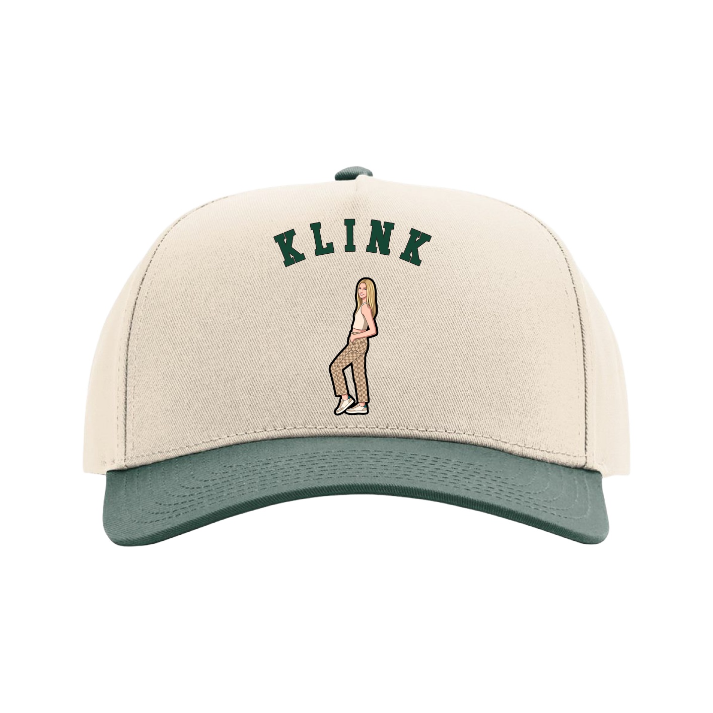 Full Fabric Five-Panel Champ Cap — Shirsey Arch in Cream/Green