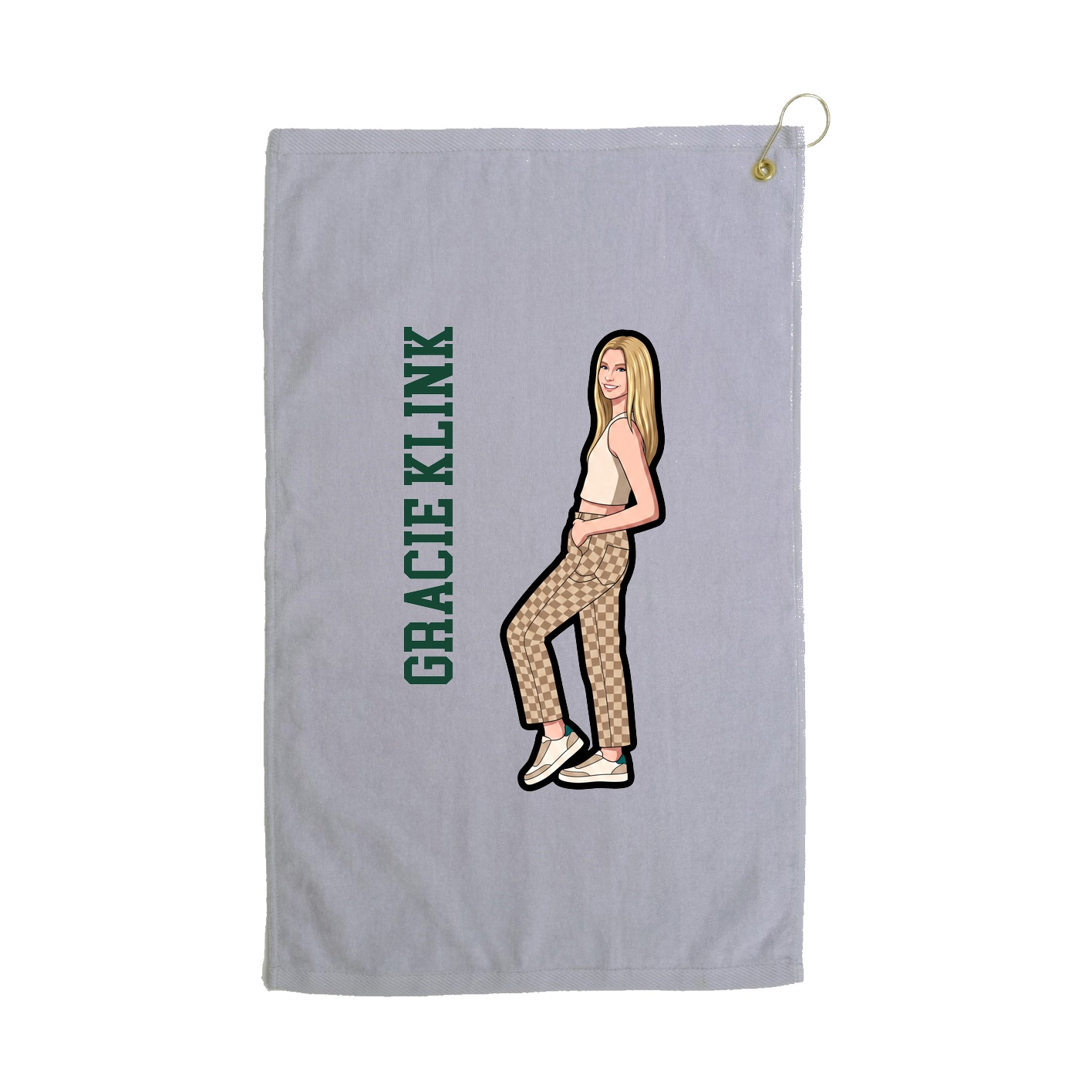 Golf Towel — Name Vertical in Grey