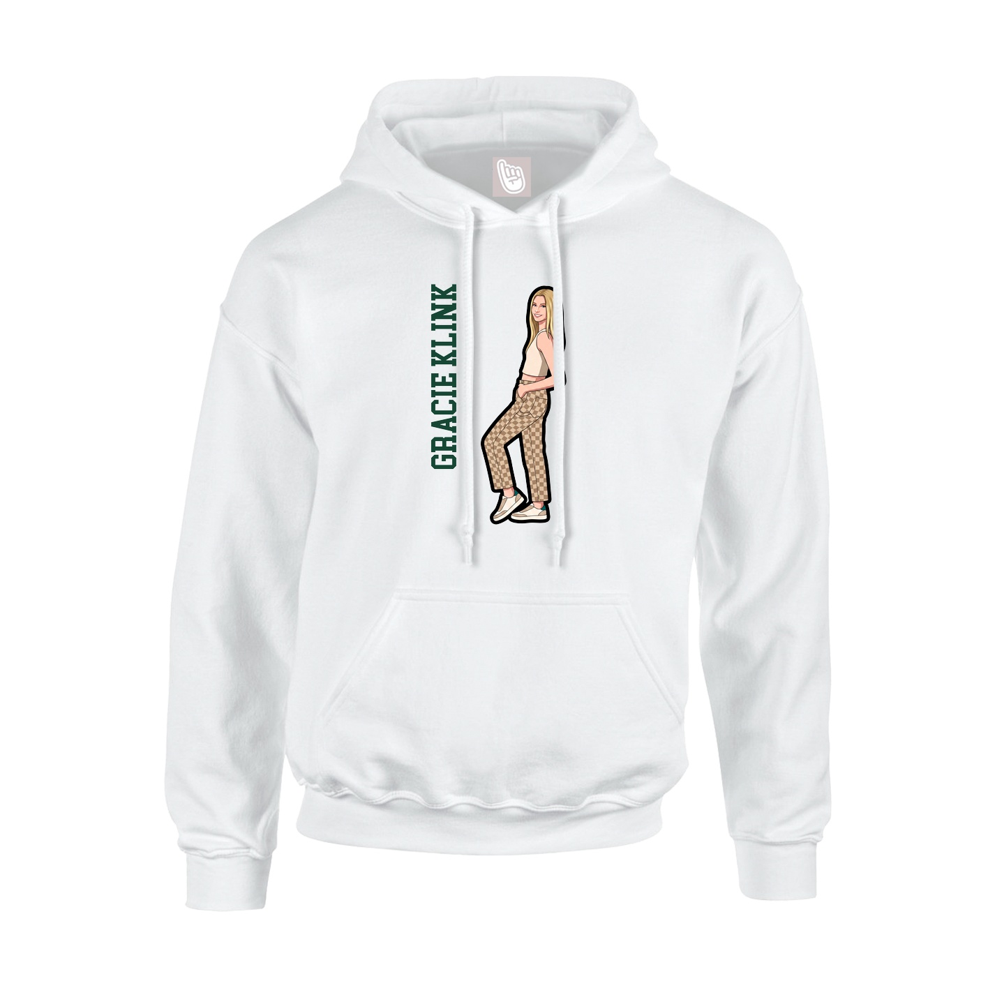 Youth Hoodie — Name Vertical in White