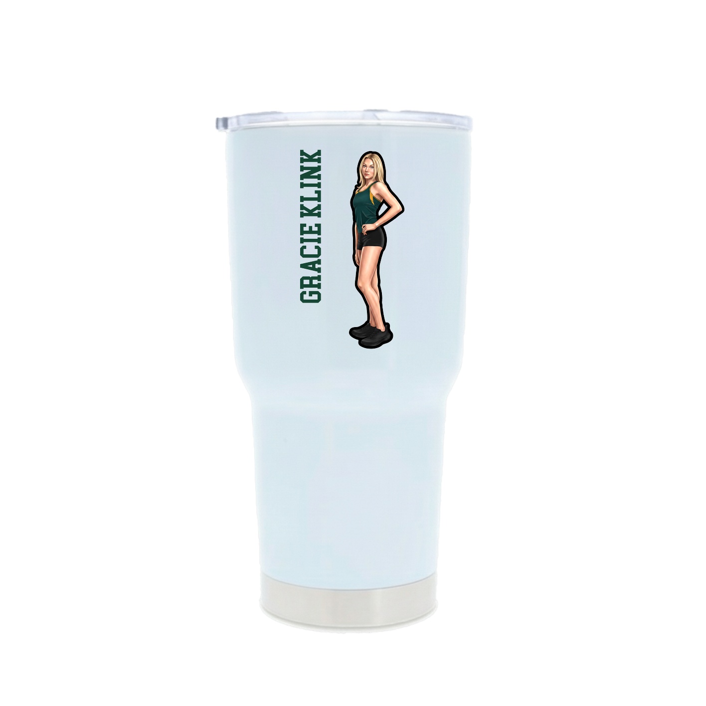 30oz Stainless Steel Tumbler — Name Vertical in White