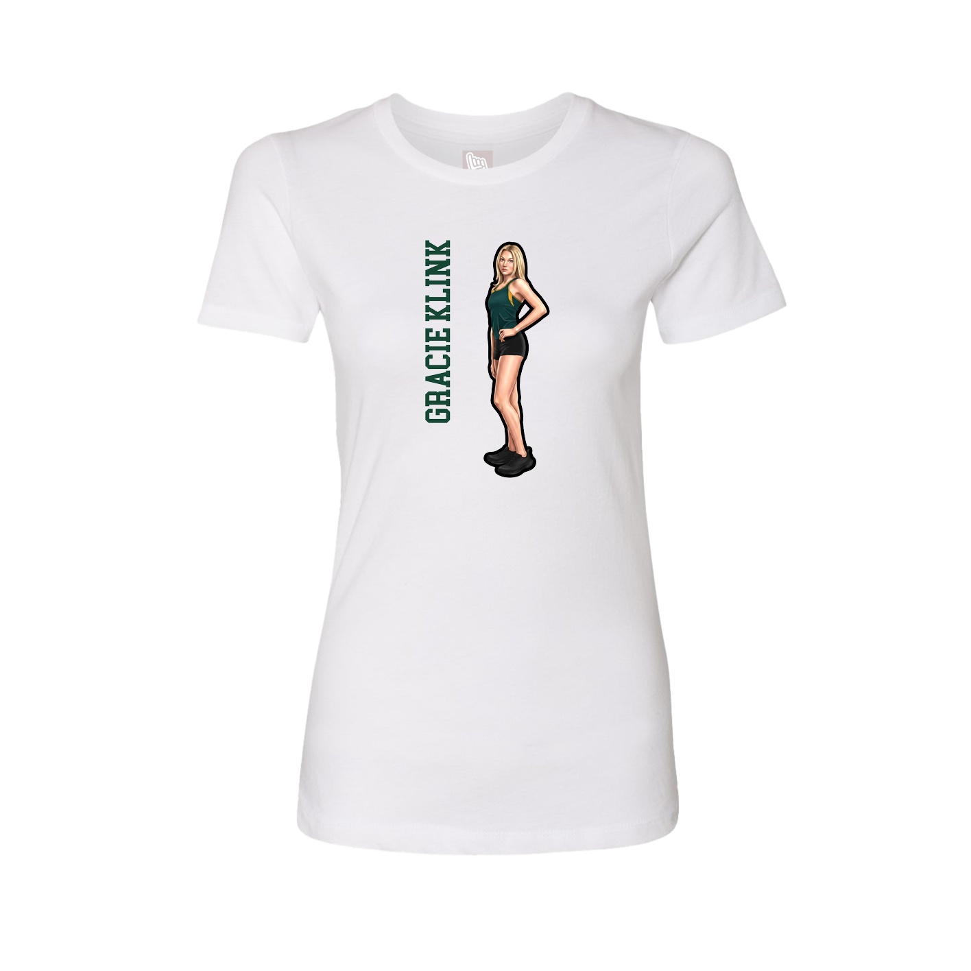 Womens Tee — Name Vertical in White