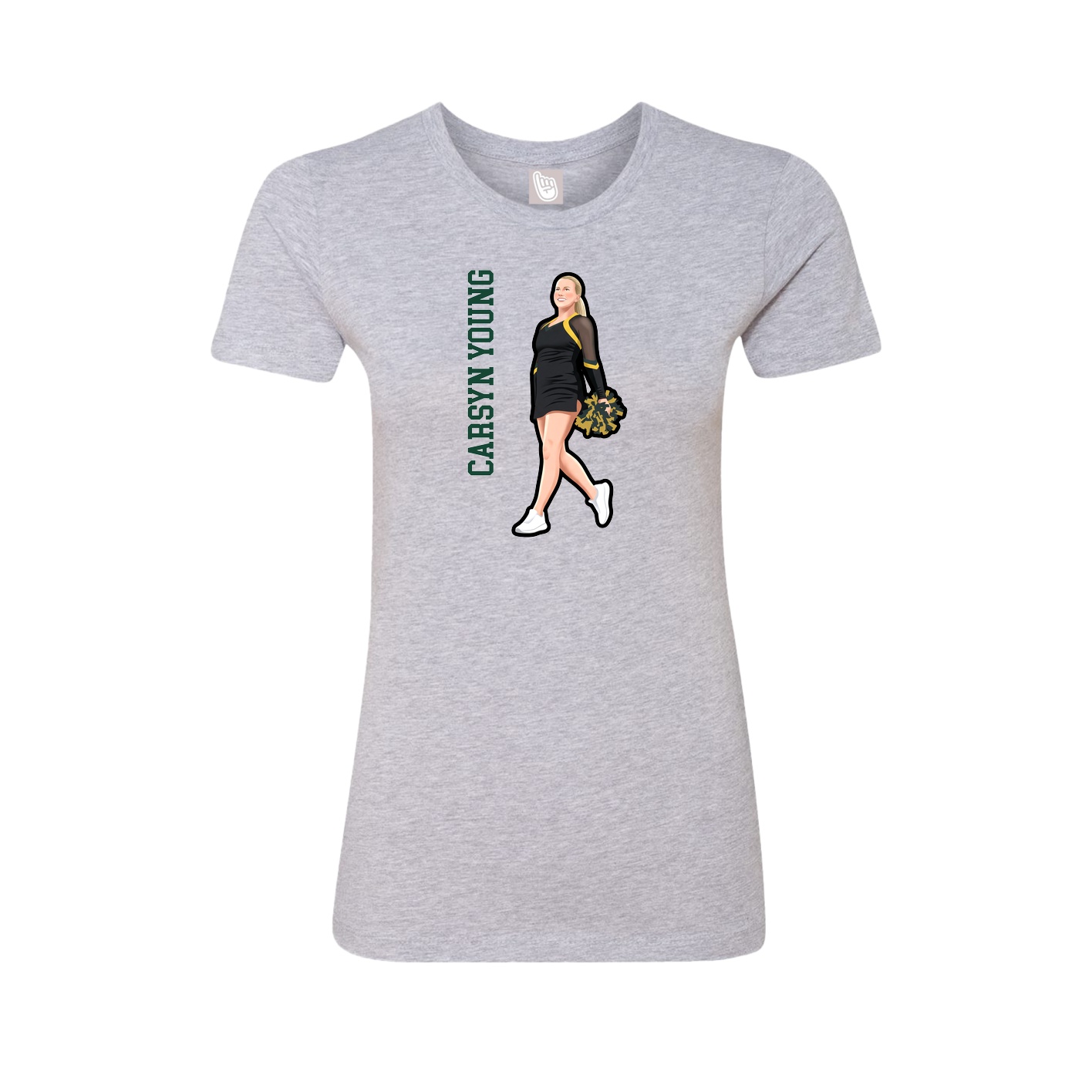 Fitted Women's Tee — Name Vertical in Grey