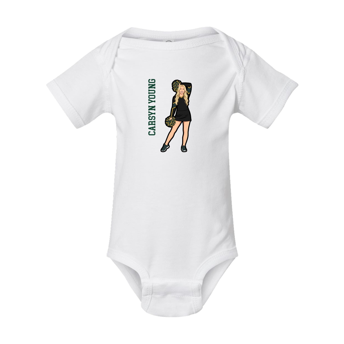 Baby Onesie — Name Vertical in White