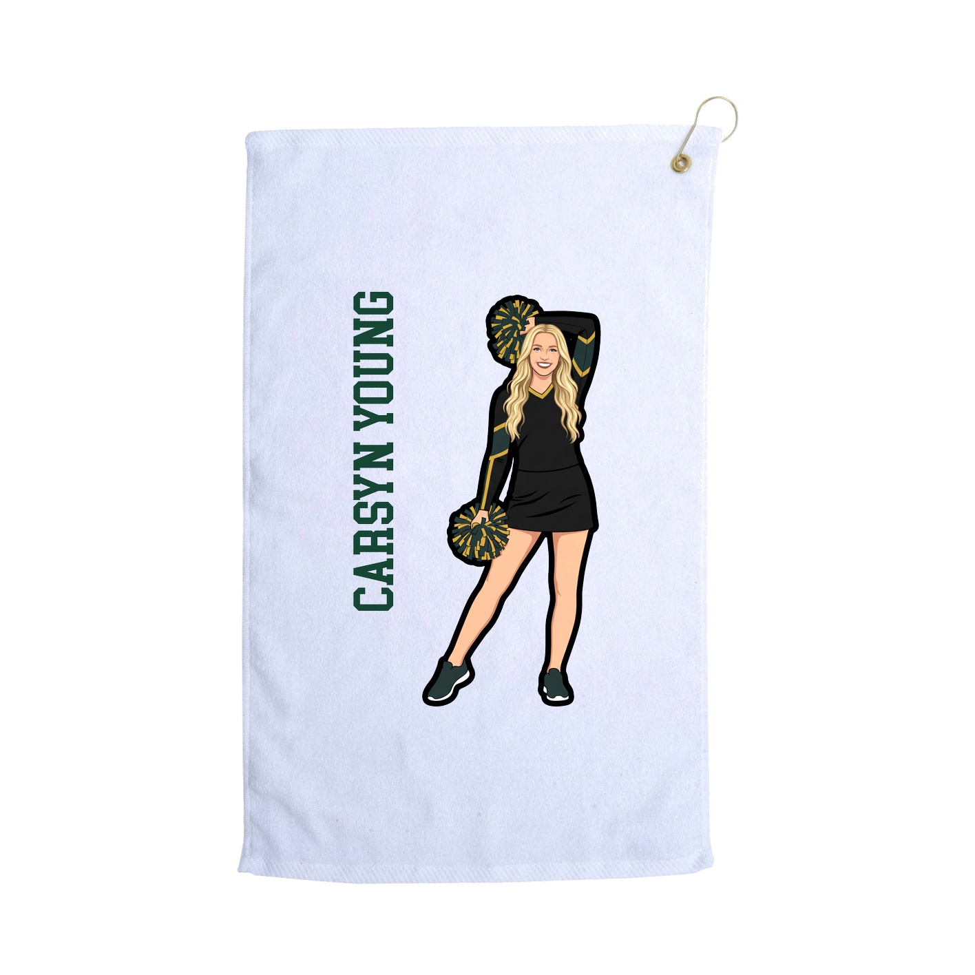Golf Towel — Name Vertical in White