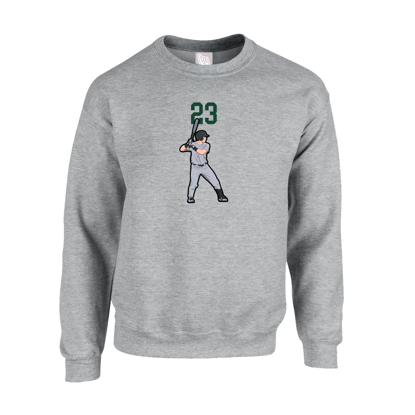 Fleece Crew — Number Top in Grey