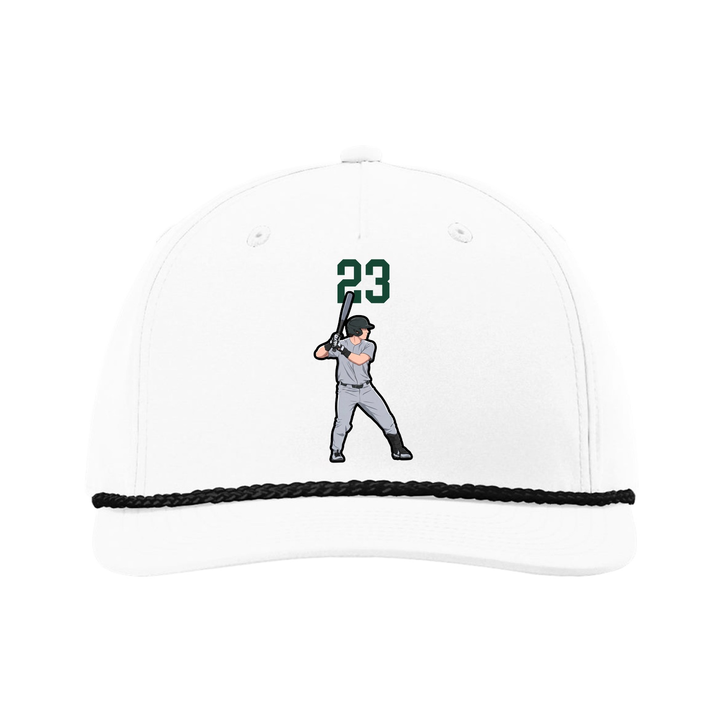 Five-Panel Classic Rope Cap — Number Top in White