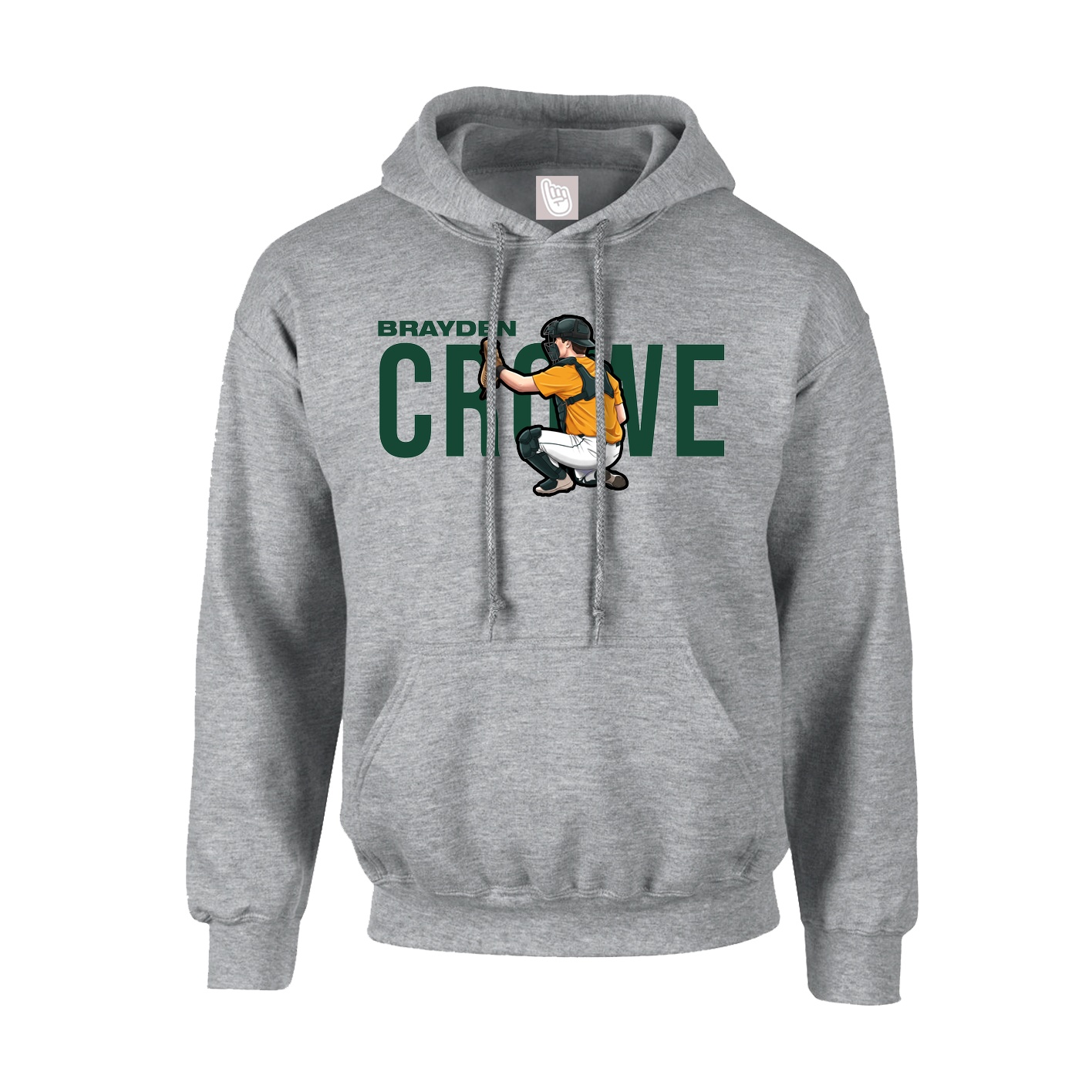 Hoodie — Player Name in Grey