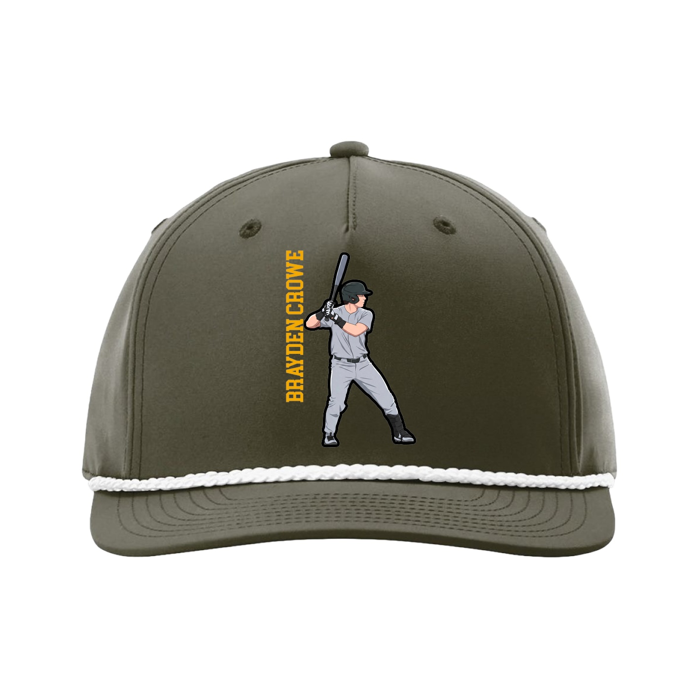 Five-Panel Classic Rope Cap — Name Vertical in Green