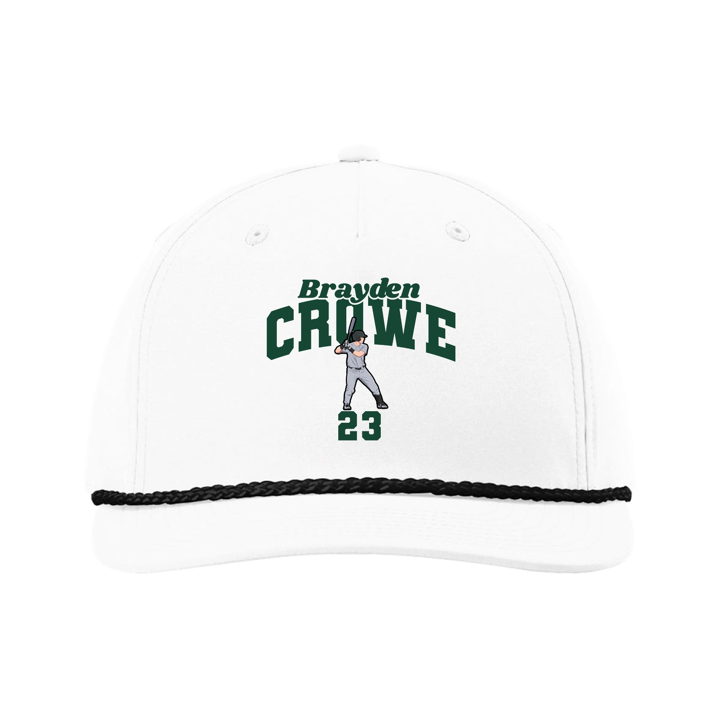 Five-Panel Classic Rope Cap — Signature Arch in White