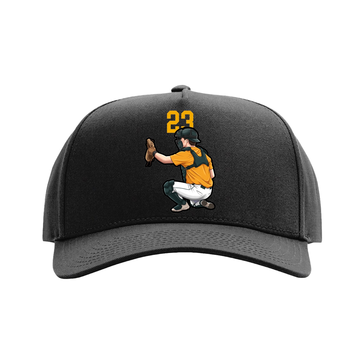Full Fabric Five-Panel Champ Cap — Number Top in Black