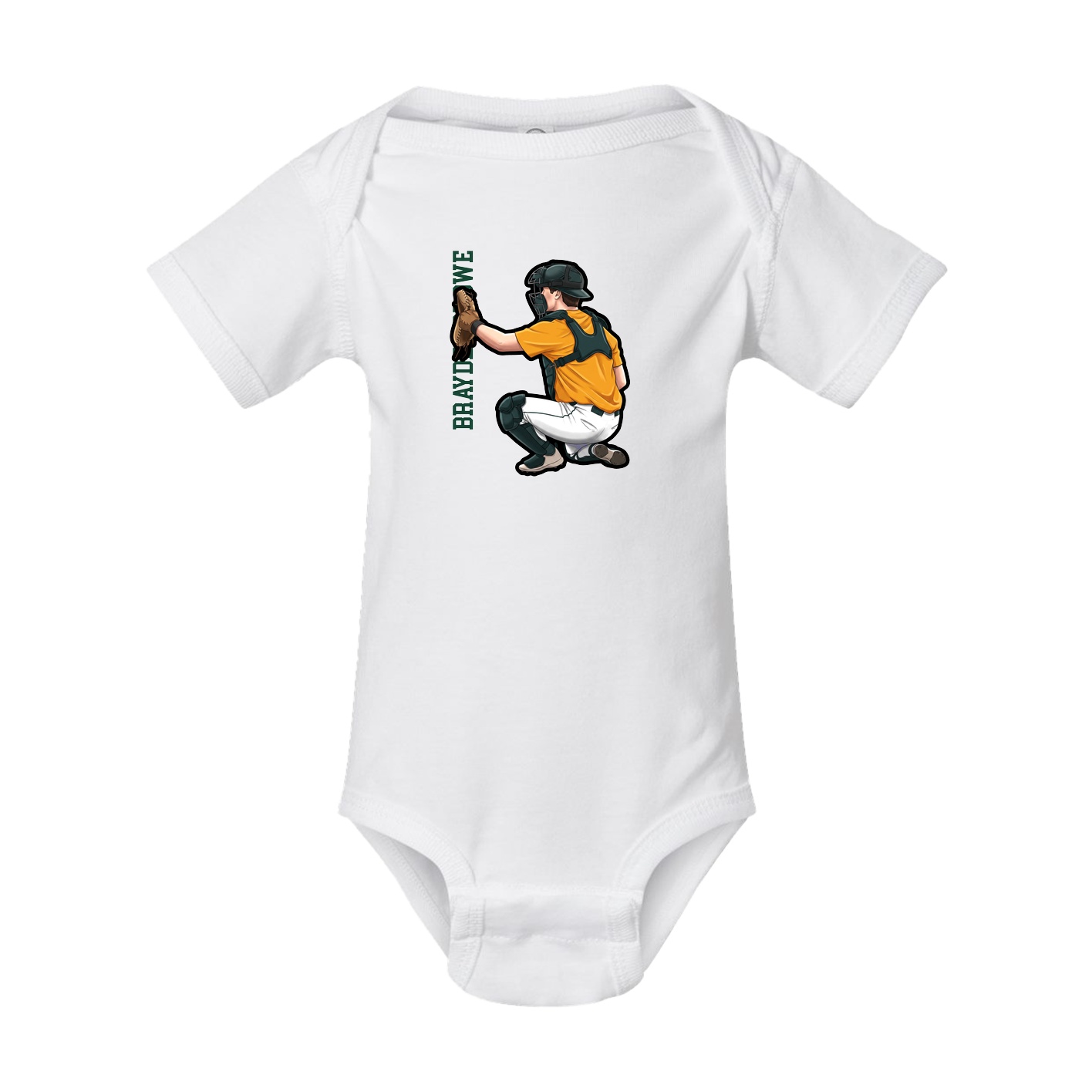Baby Onesie — Name Vertical in White