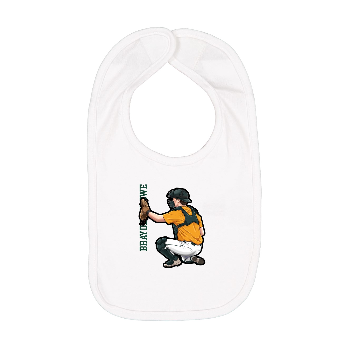 Infant Bib — Name Vertical in White