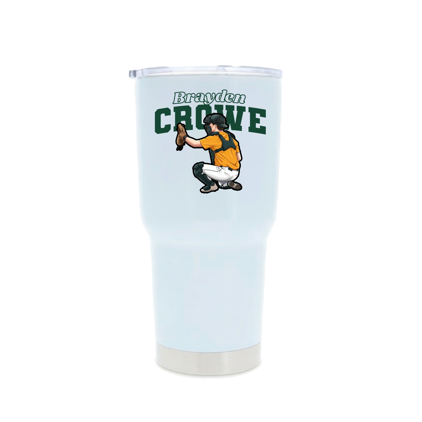 30oz Stainless Steel Tumbler — Name Arch in White
