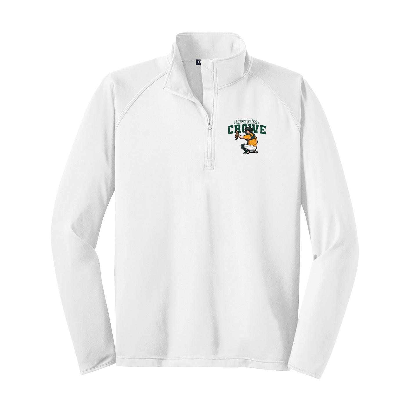Q-Zip Pullover — Name Arch in White