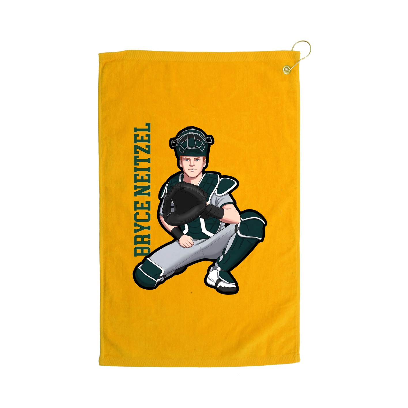 Golf Towel — Name Vertical in Gold