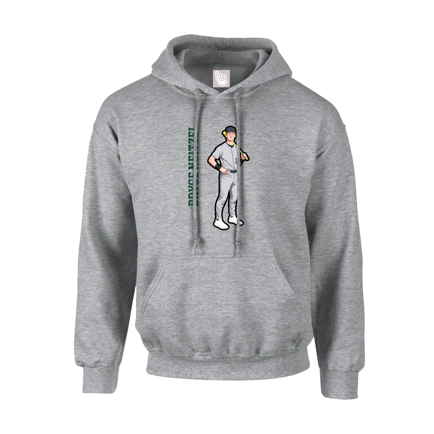 Youth Hoodie — Name Vertical in Grey