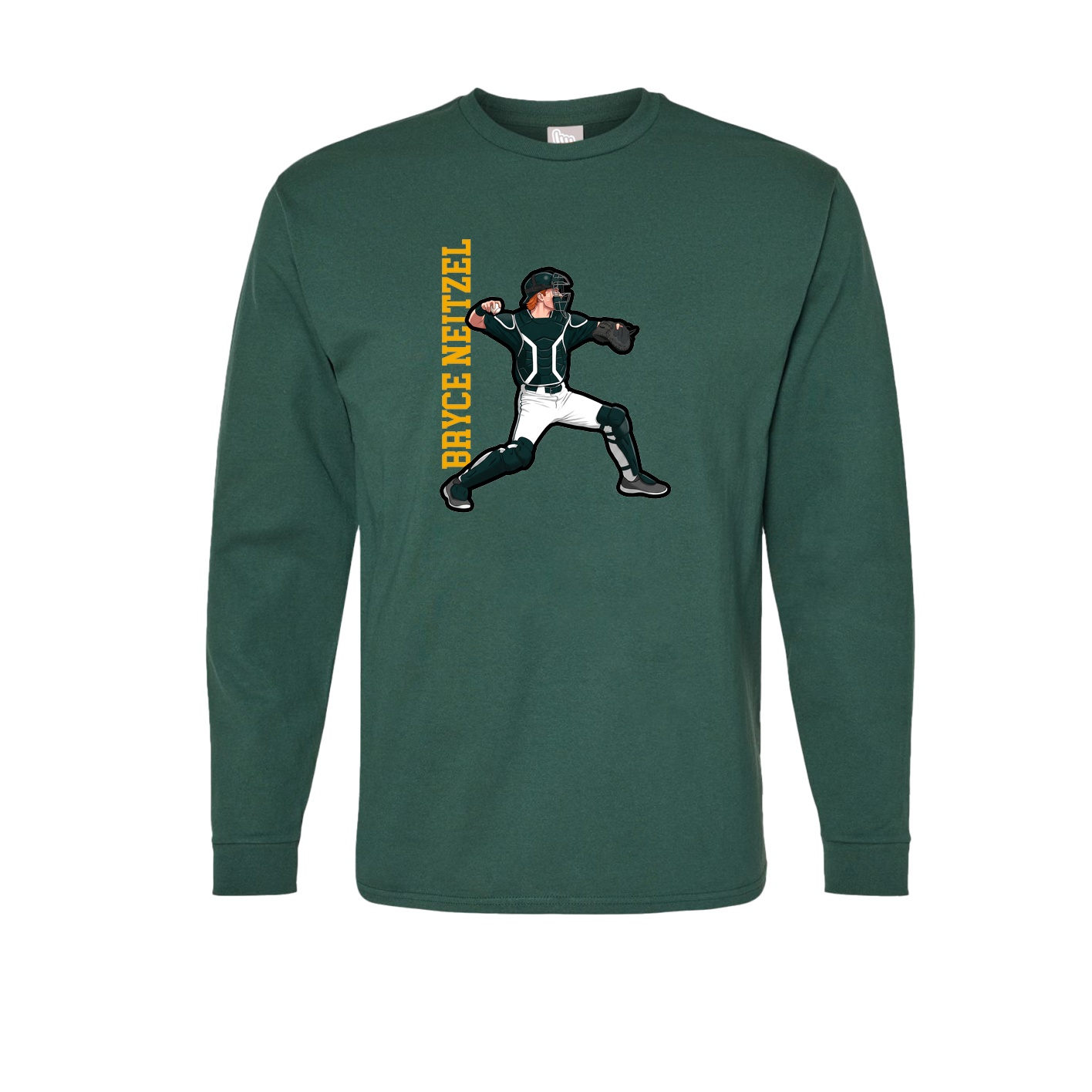 Long Sleeve Tee — Name Vertical in Green