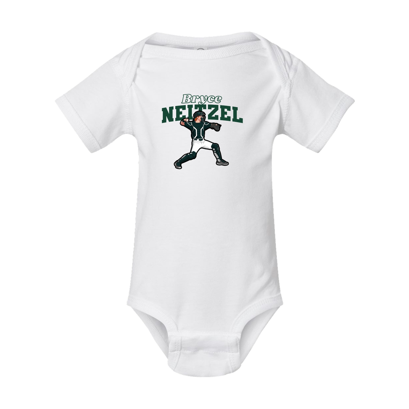 Baby Onesie — Name Arch in White