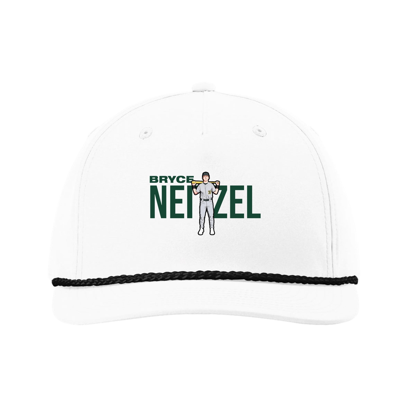 Five-Panel Classic Rope Cap — Player Name in White