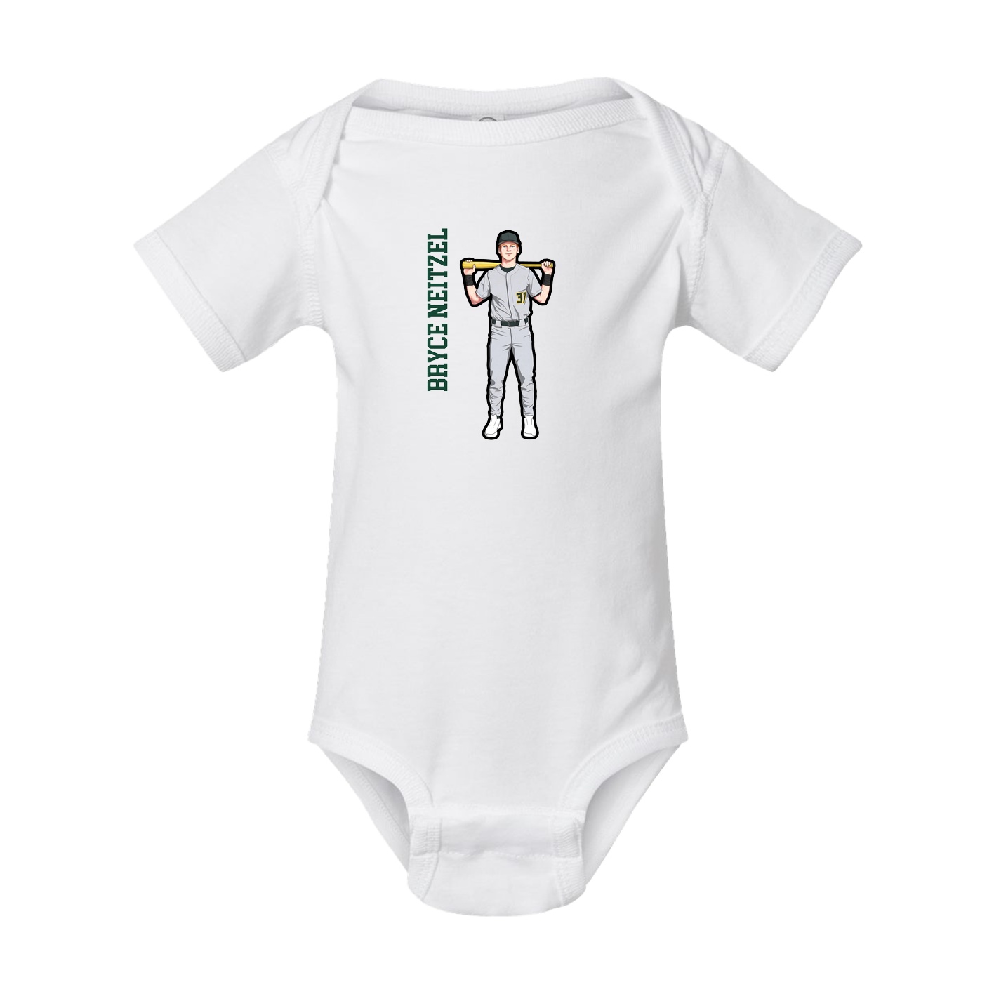 Baby Onesie — Name Vertical in White