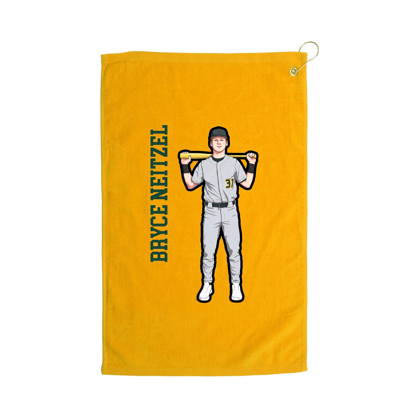 Golf Towel — Name Vertical in Gold