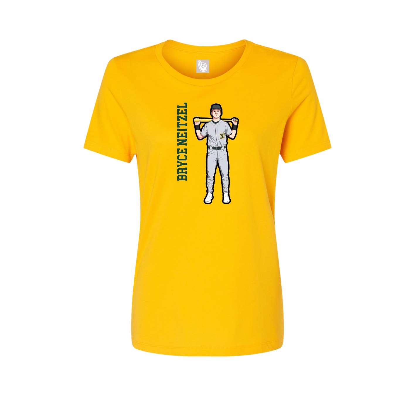 Womens Tee — Name Vertical in Gold
