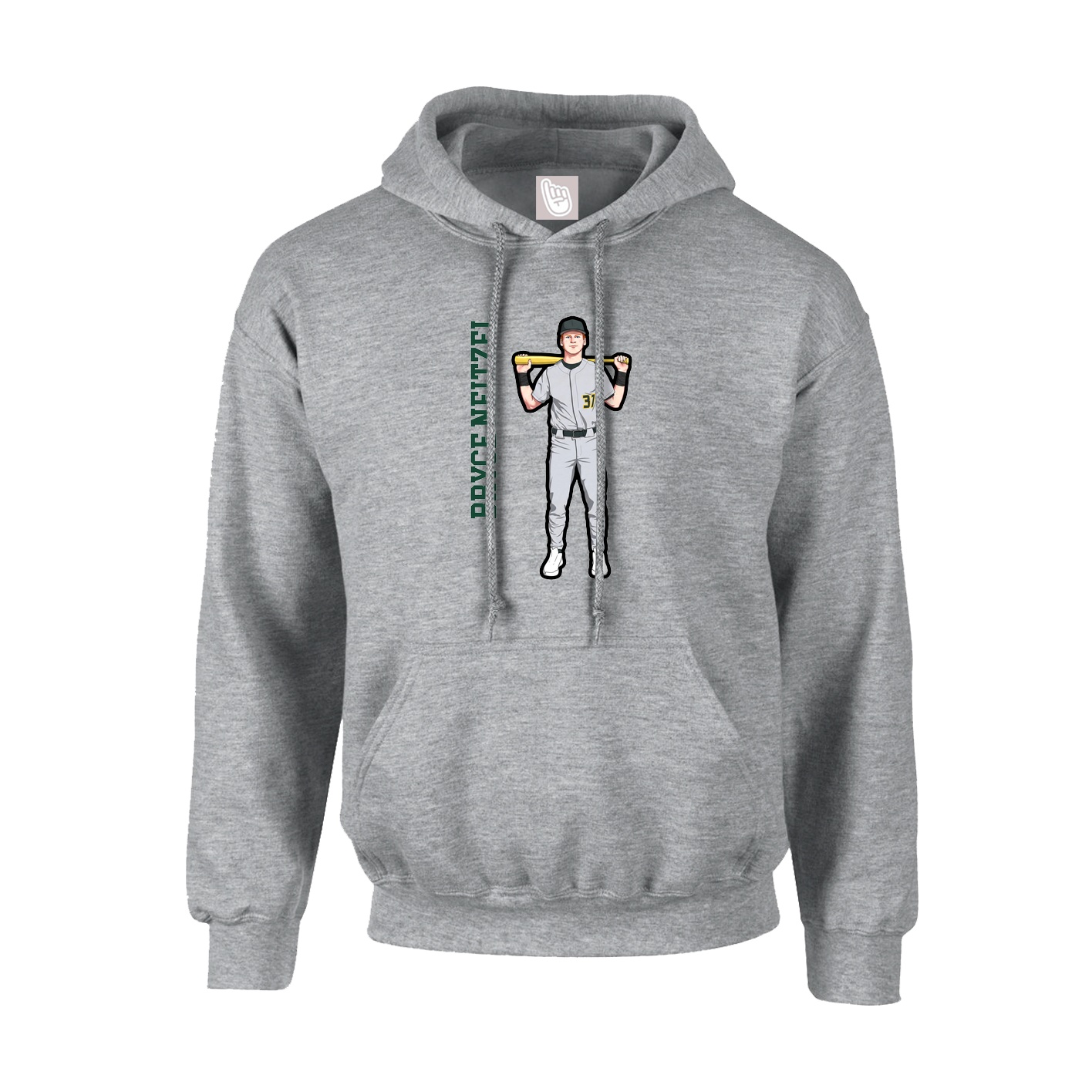 Youth Hoodie — Name Vertical in Grey
