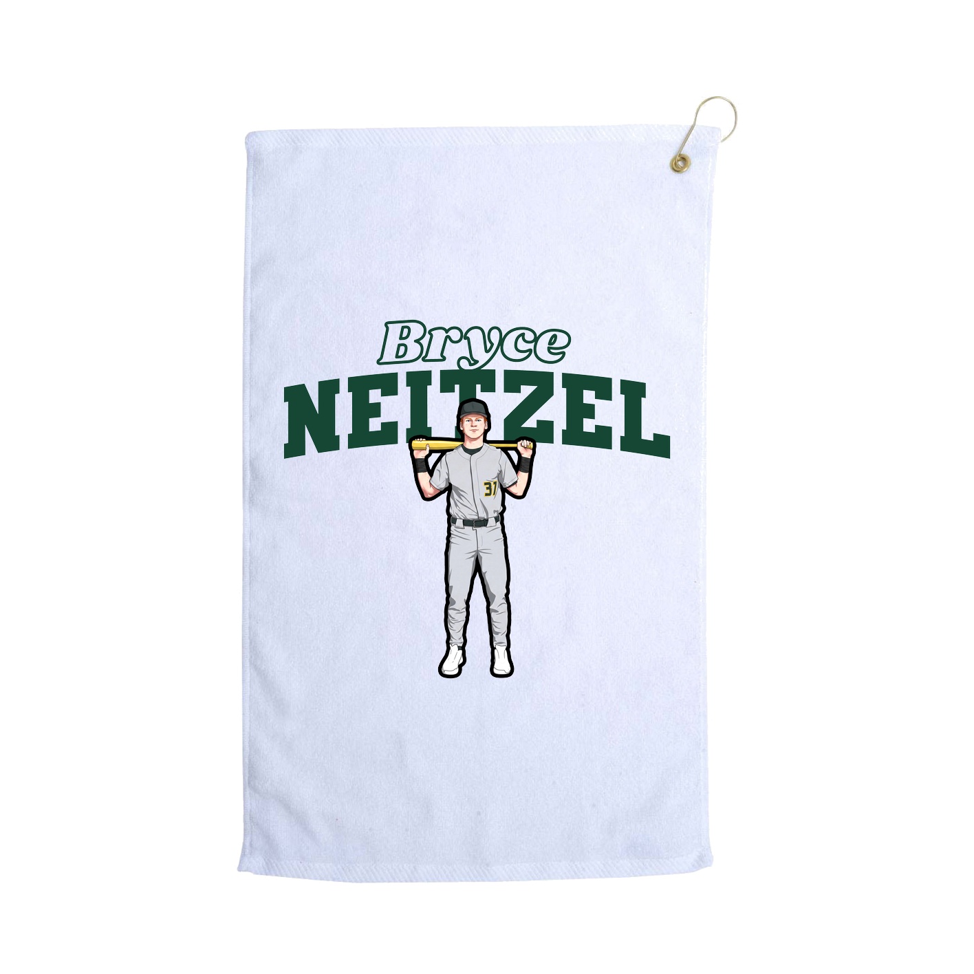 Golf Towel — Name Arch in White
