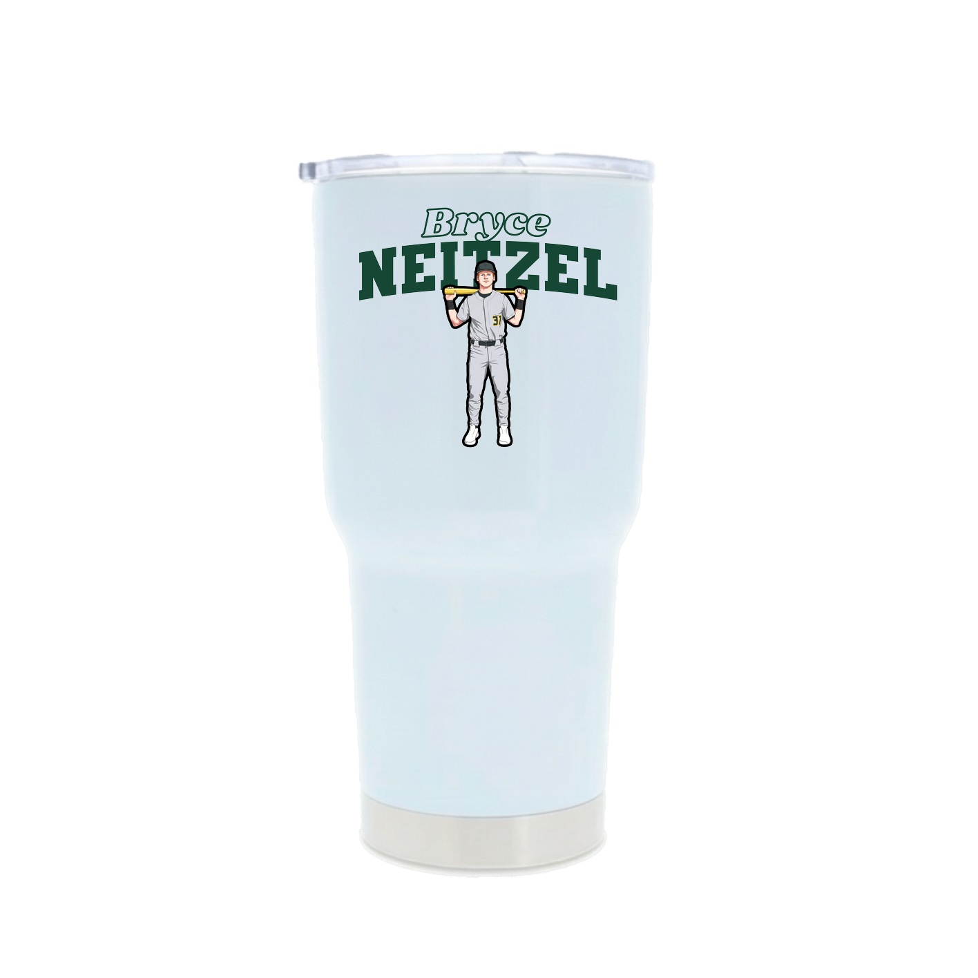 30oz Stainless Steel Tumbler — Name Arch in White