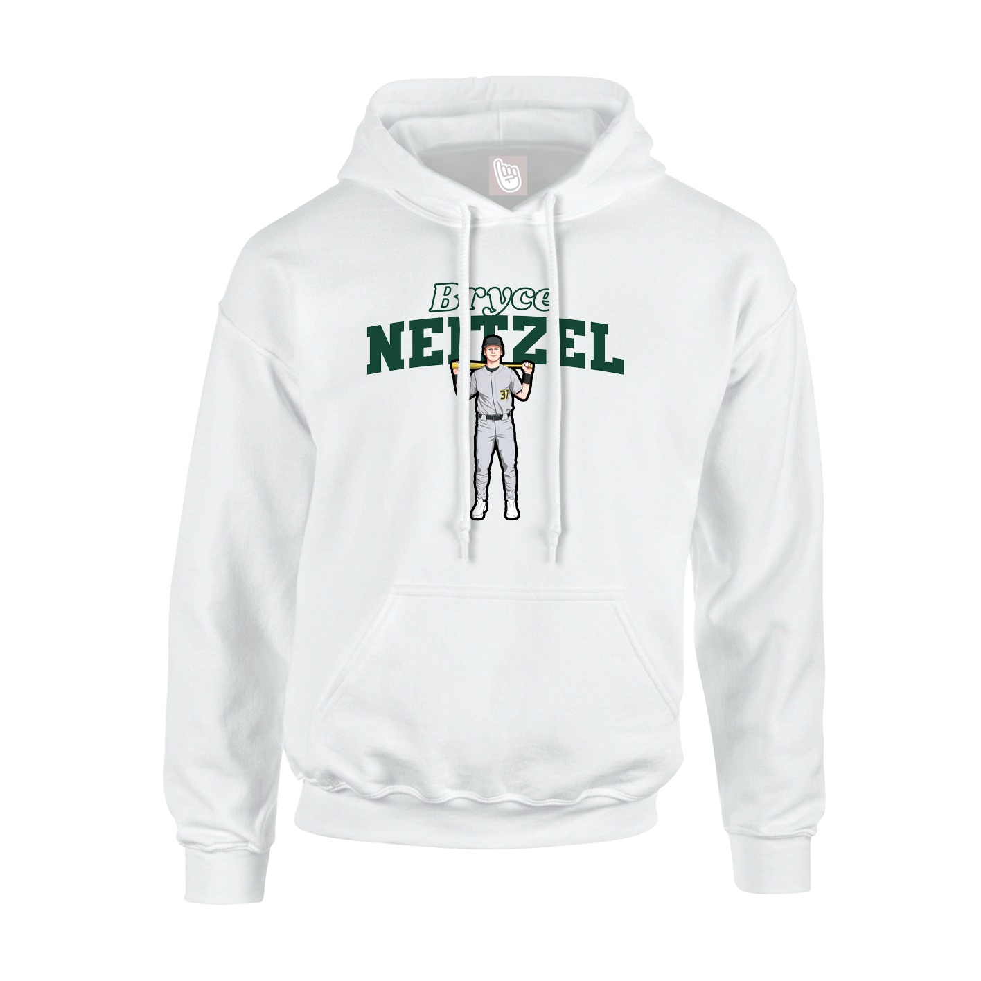 Youth Hoodie — Name Arch in White
