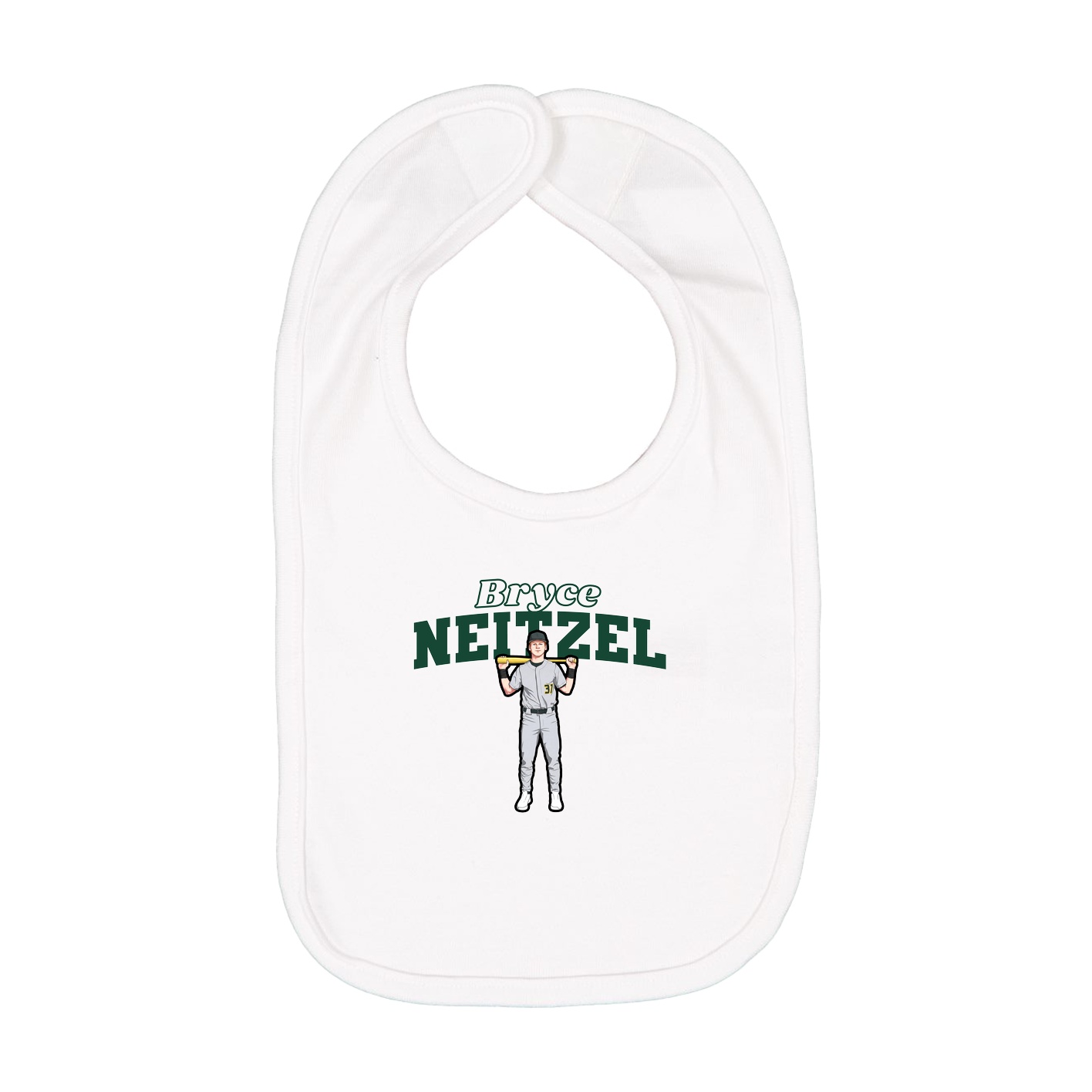 Infant Bib — Name Arch in White
