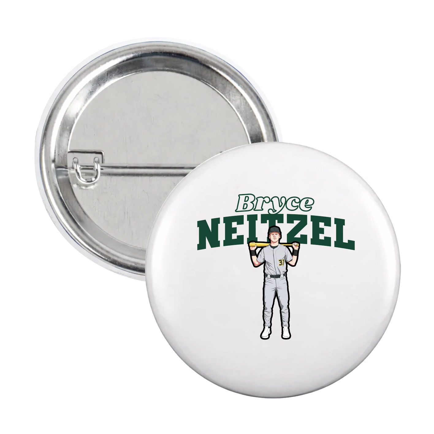 Game Day Button — Name Arch in White