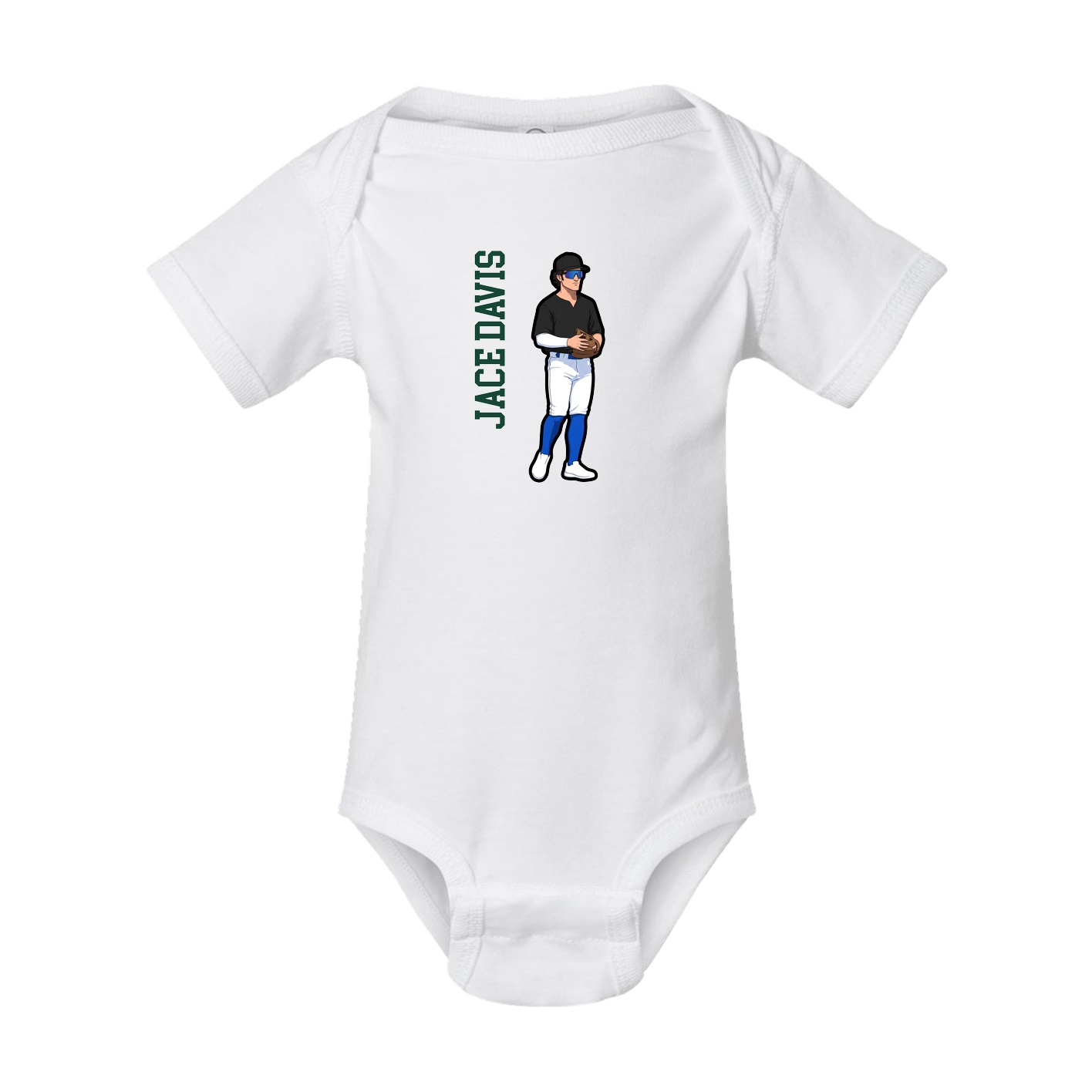 Baby Onesie — Name Vertical in White