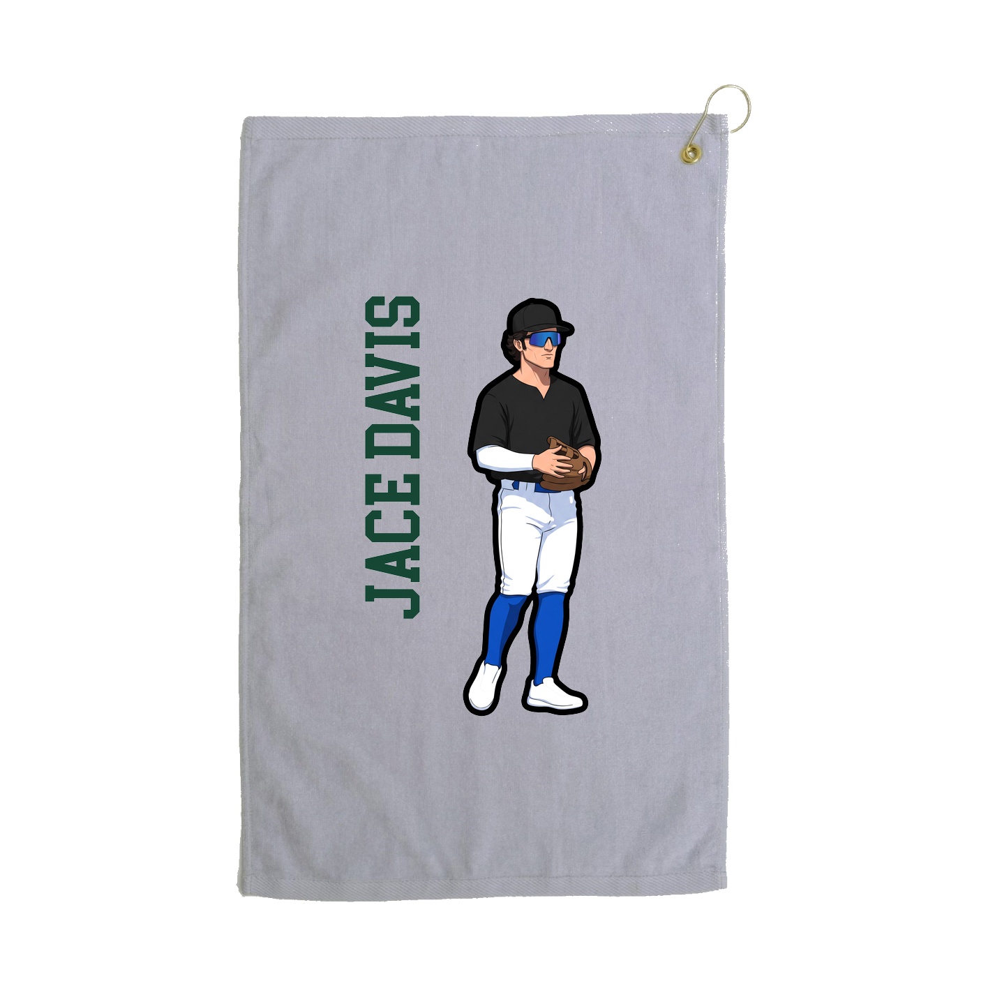 Golf Towel — Name Vertical in Grey