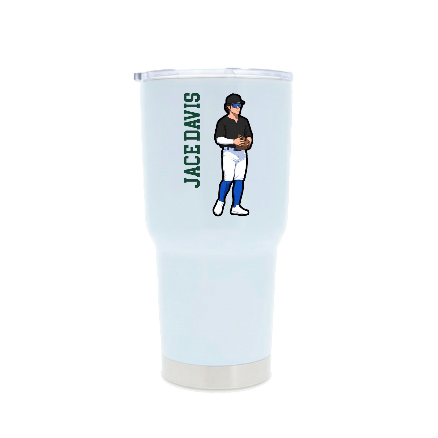 30oz Stainless Steel Tumbler — Name Vertical in White