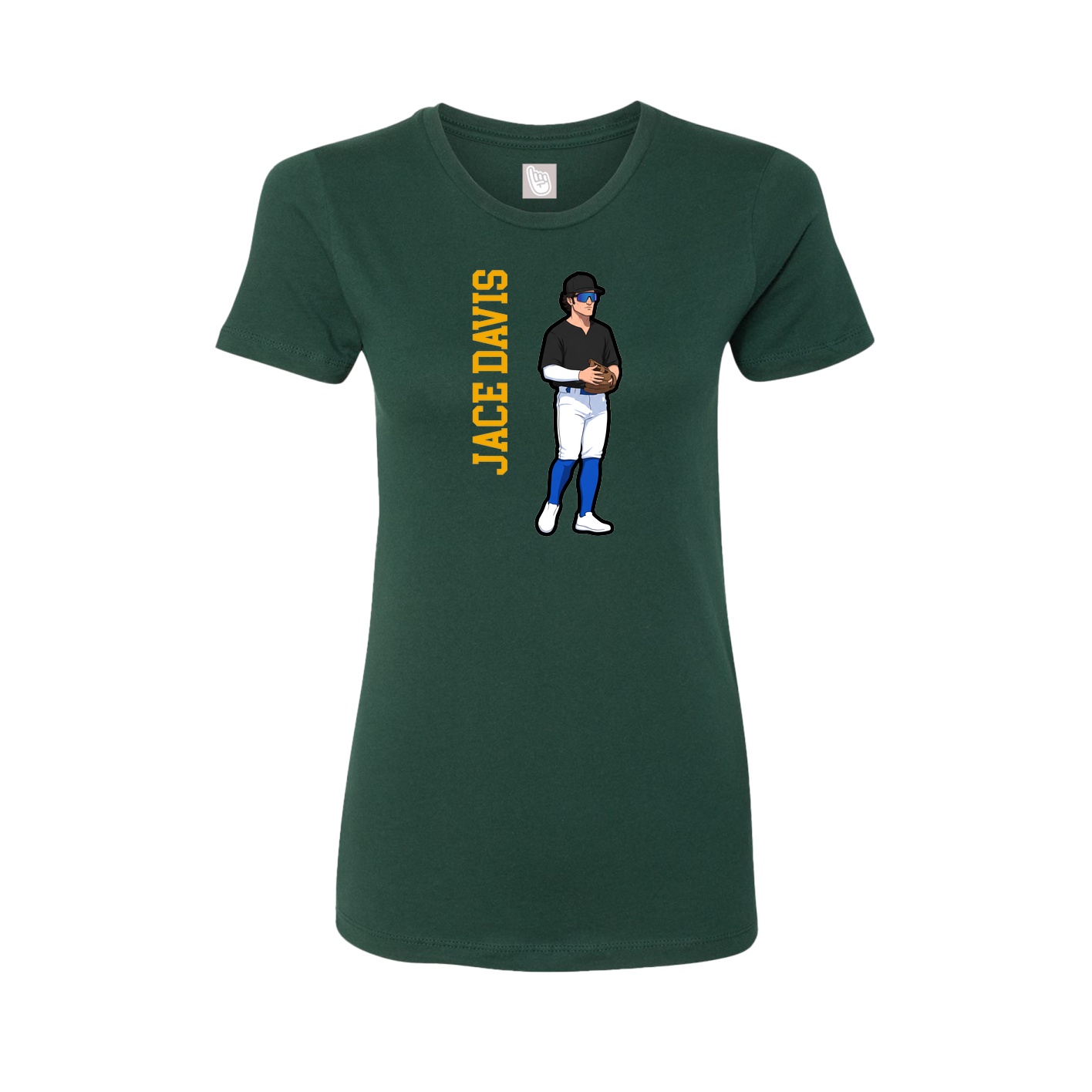 Fitted Women's Tee — Name Vertical in Green
