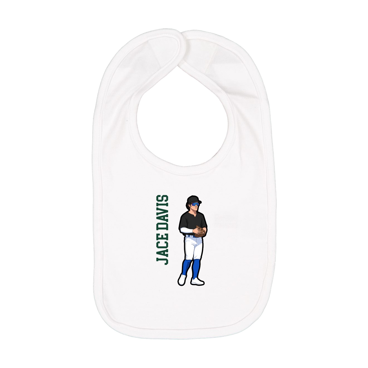 Infant Bib — Name Vertical in White