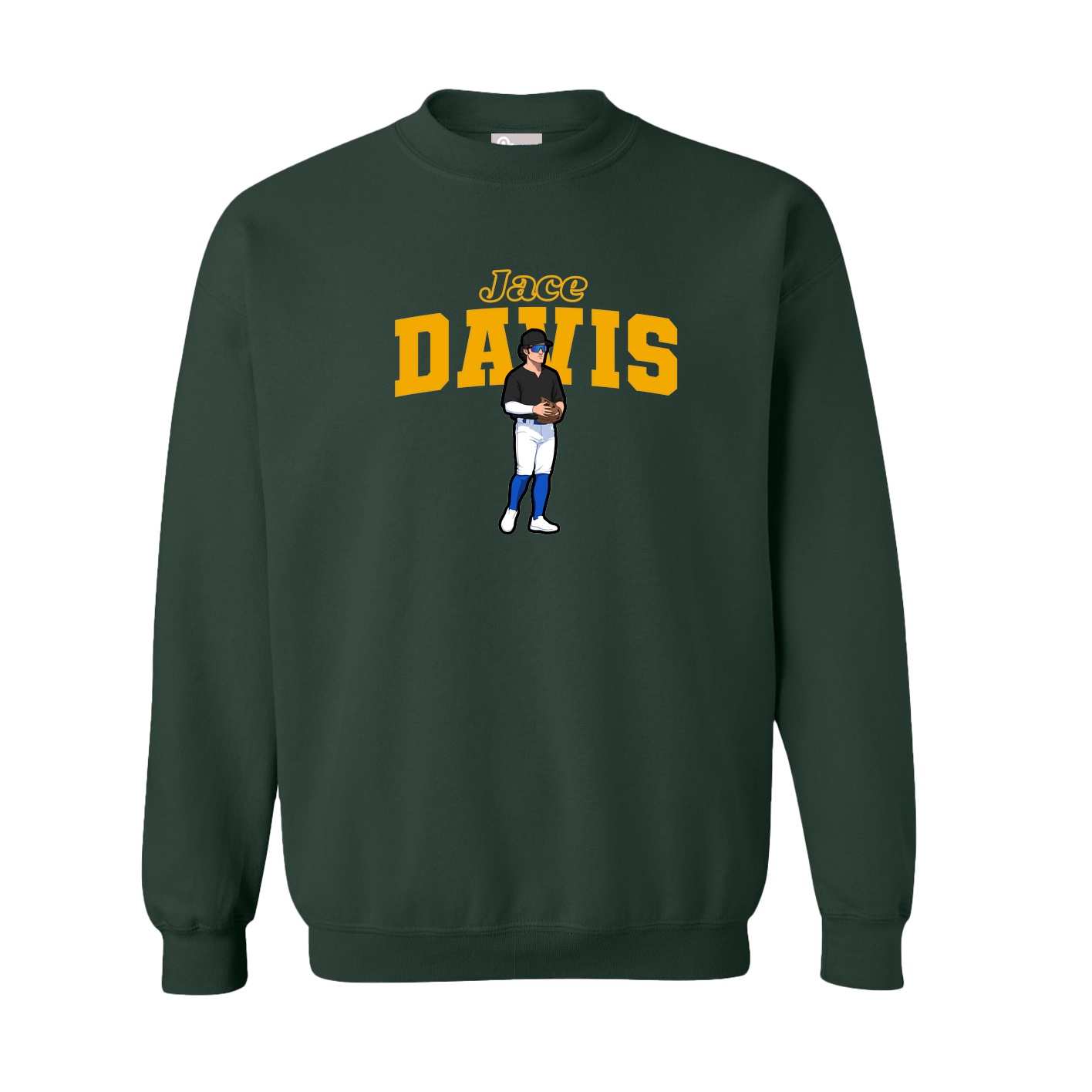 Fleece Crew — Name Arch in Green