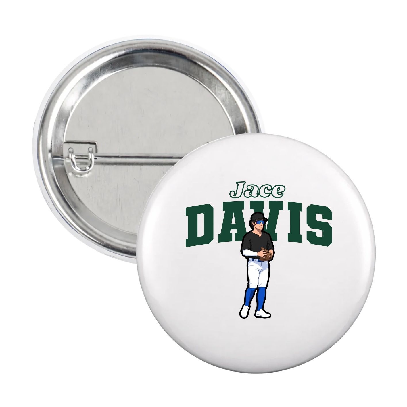 Game Day Button — Name Arch in White