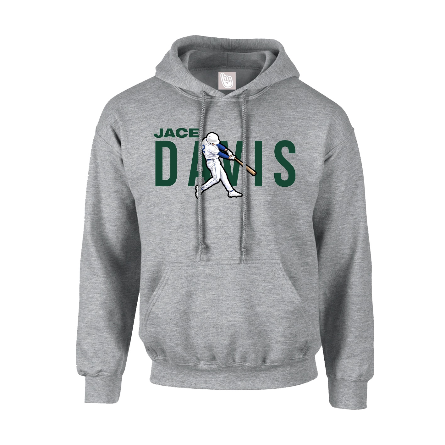 Youth Hoodie — Player Name in Grey