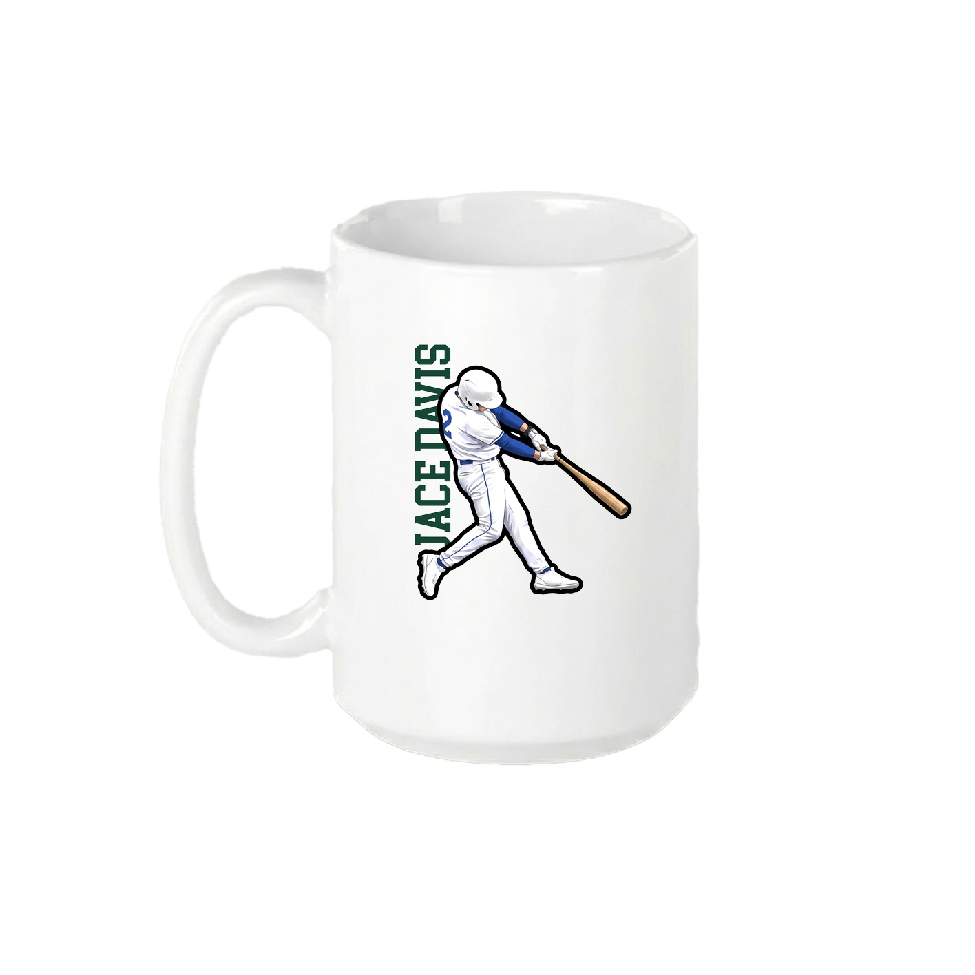 15oz Coffee Mug — Name Vertical in White