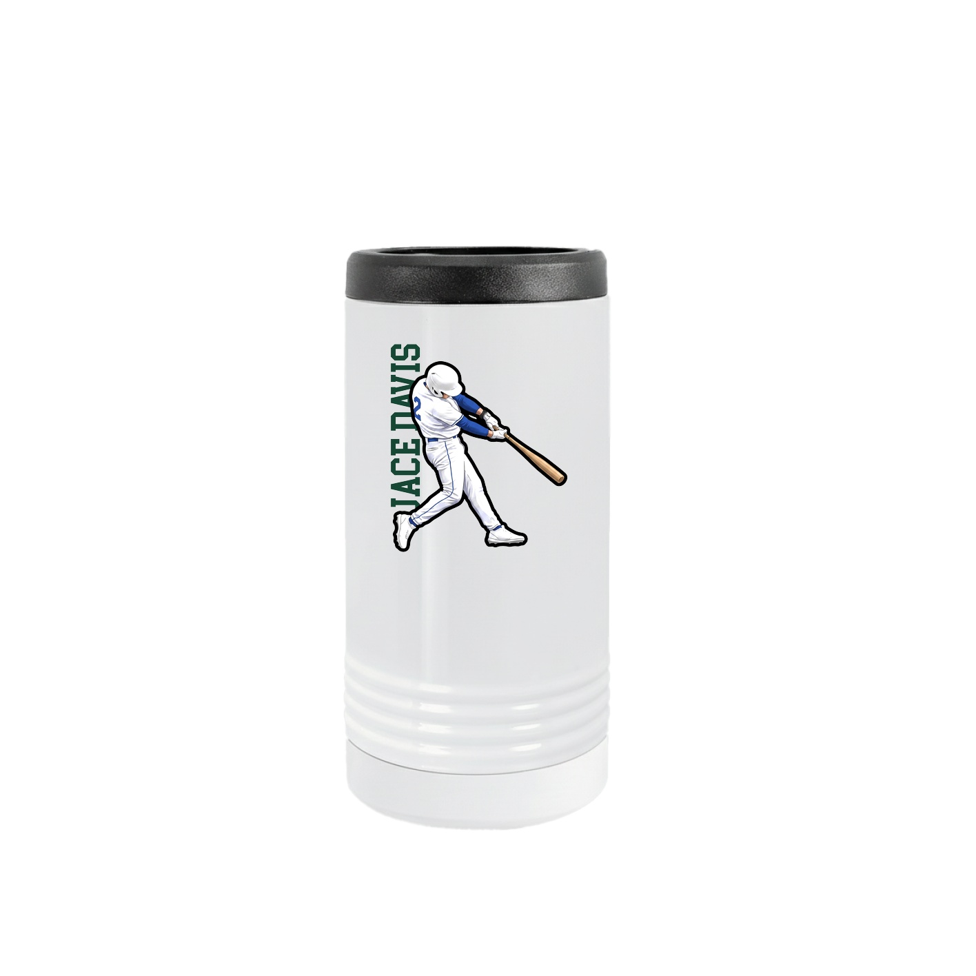 Slim Beverage Holder — Name Vertical in White