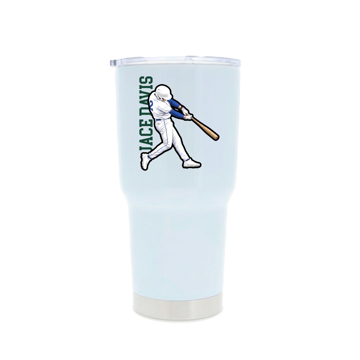 30oz Stainless Steel Tumbler — Name Vertical in White