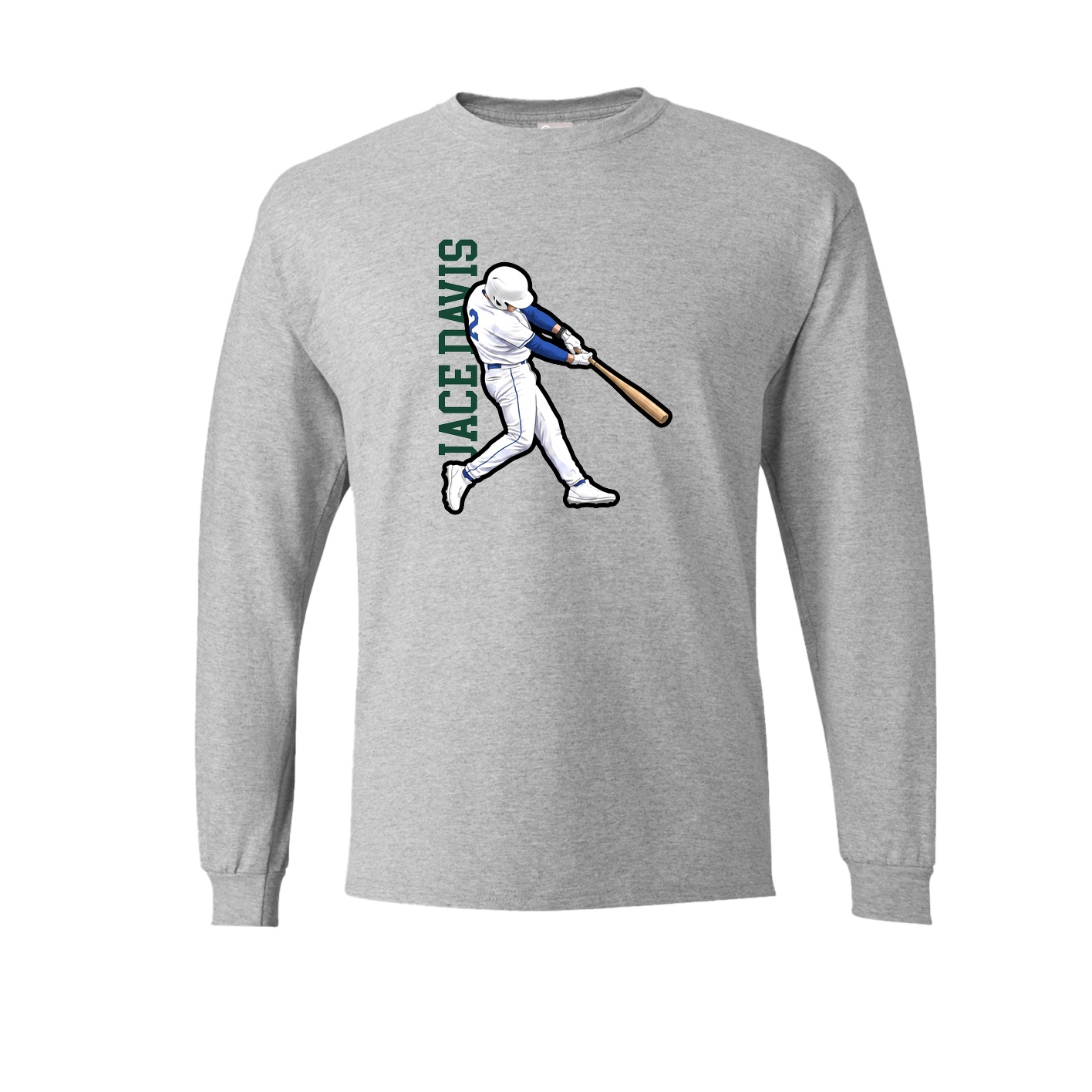 Long Sleeve Tee — Name Vertical in Grey