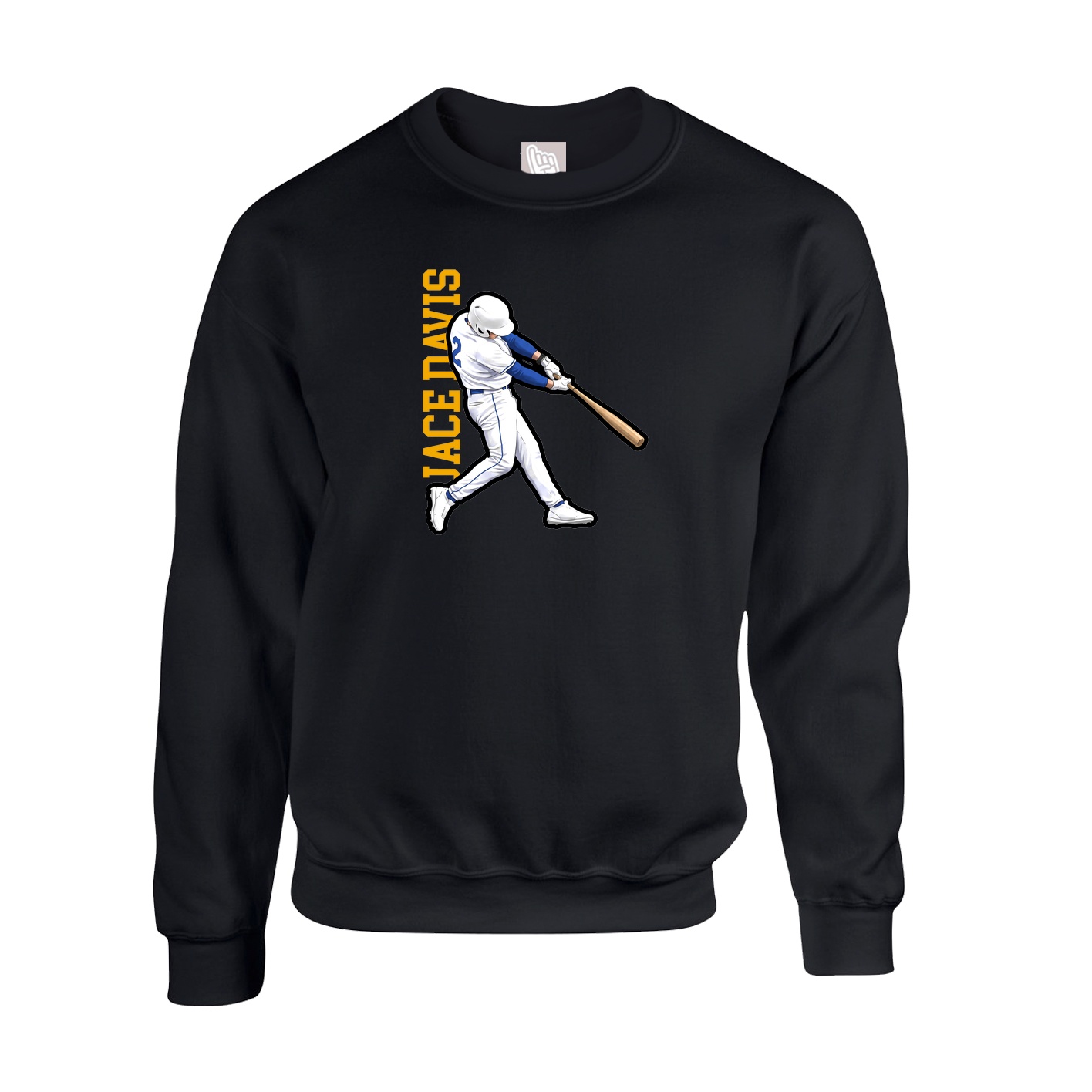 Fleece Crew — Name Vertical in Black
